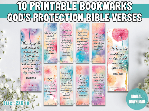 Download God's Protection Bible Verses Bookmarks - Protection Collection